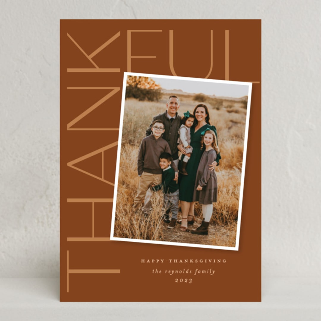 "Thankful Sentiment" - Thanksgiving Cards in Nutmeg by Sandra Picco Design - Front