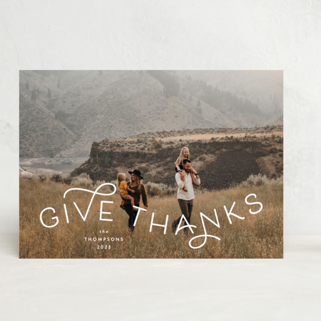 "Give Thanks Modern" - Thanksgiving Cards in Powder by Kristel - Front