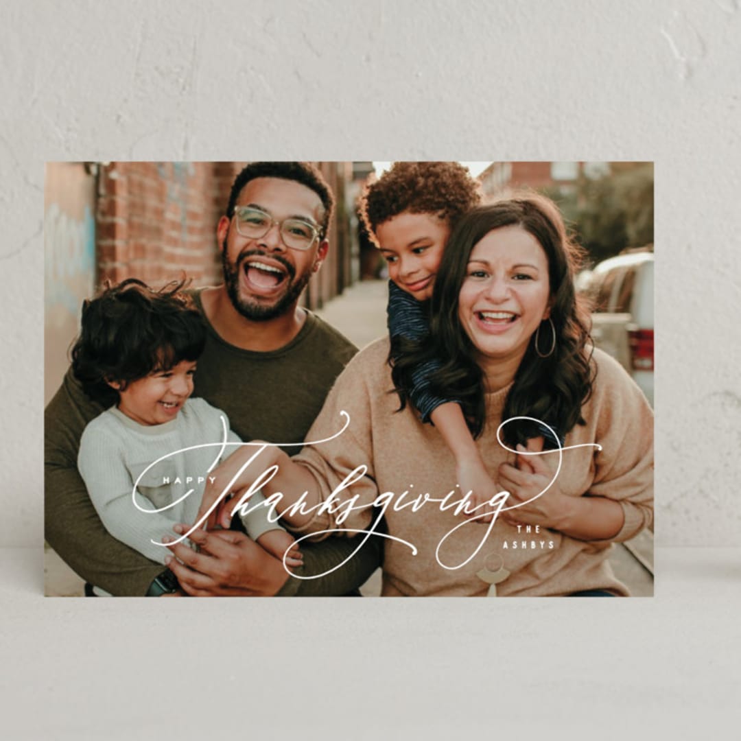 "Thanksgiving Script" - Thanksgiving Cards in Snow by Hooray Creative - Front