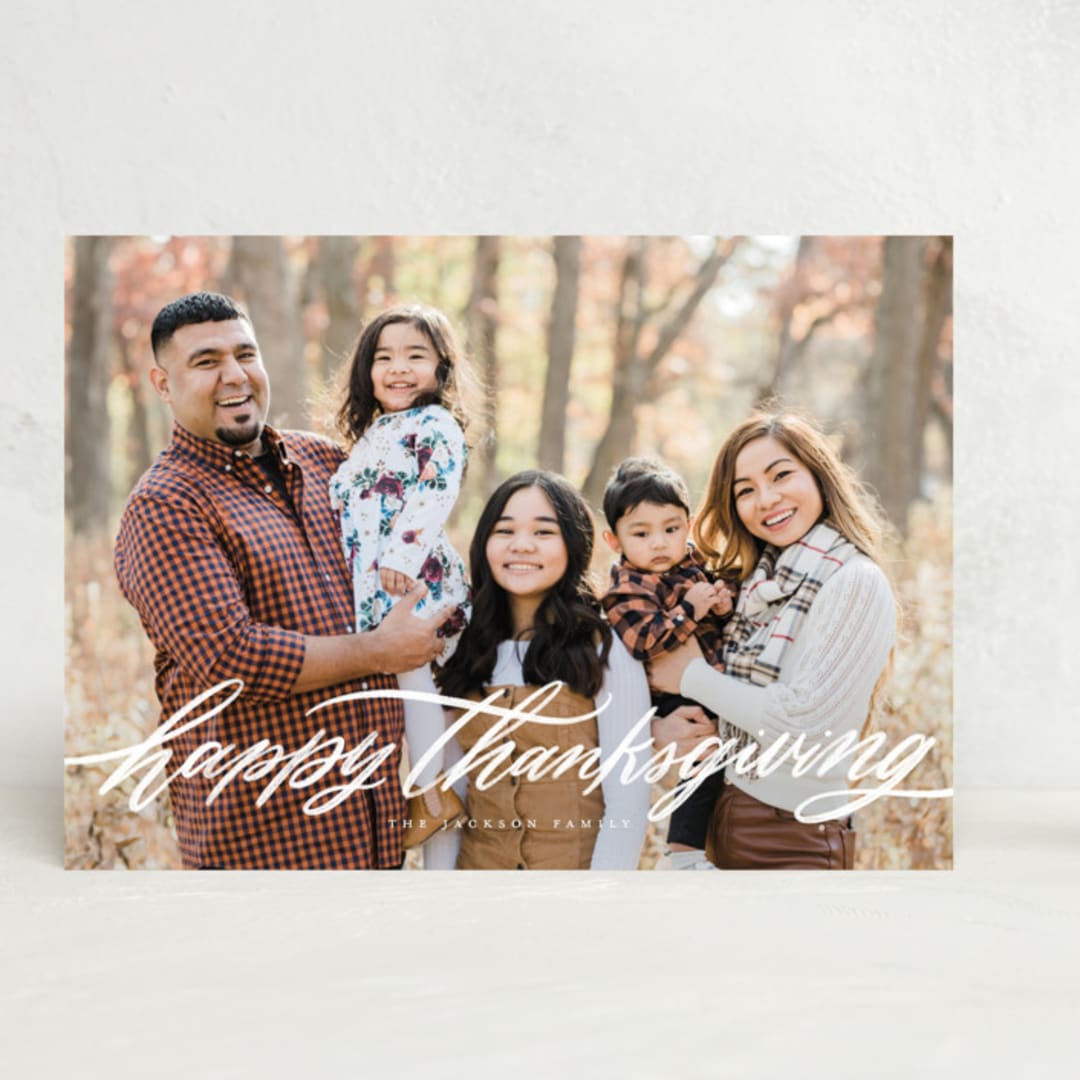 "Thanksgiving Flourish" - Thanksgiving Cards in Whipped cream by Wildfield Paper Co - Front