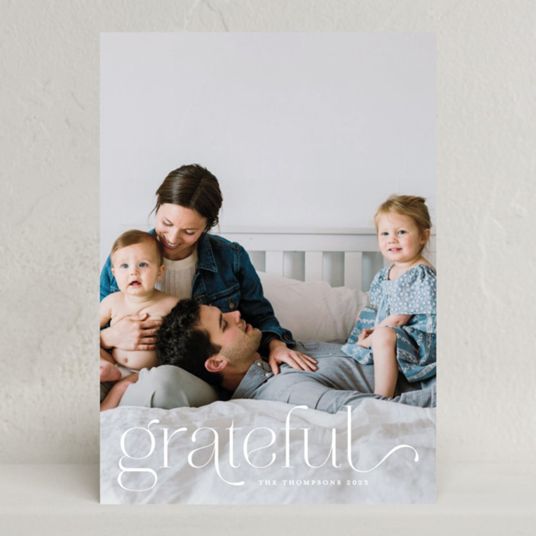 "We Are Grateful" - Thanksgiving Cards in Pearl by Kristel - Front