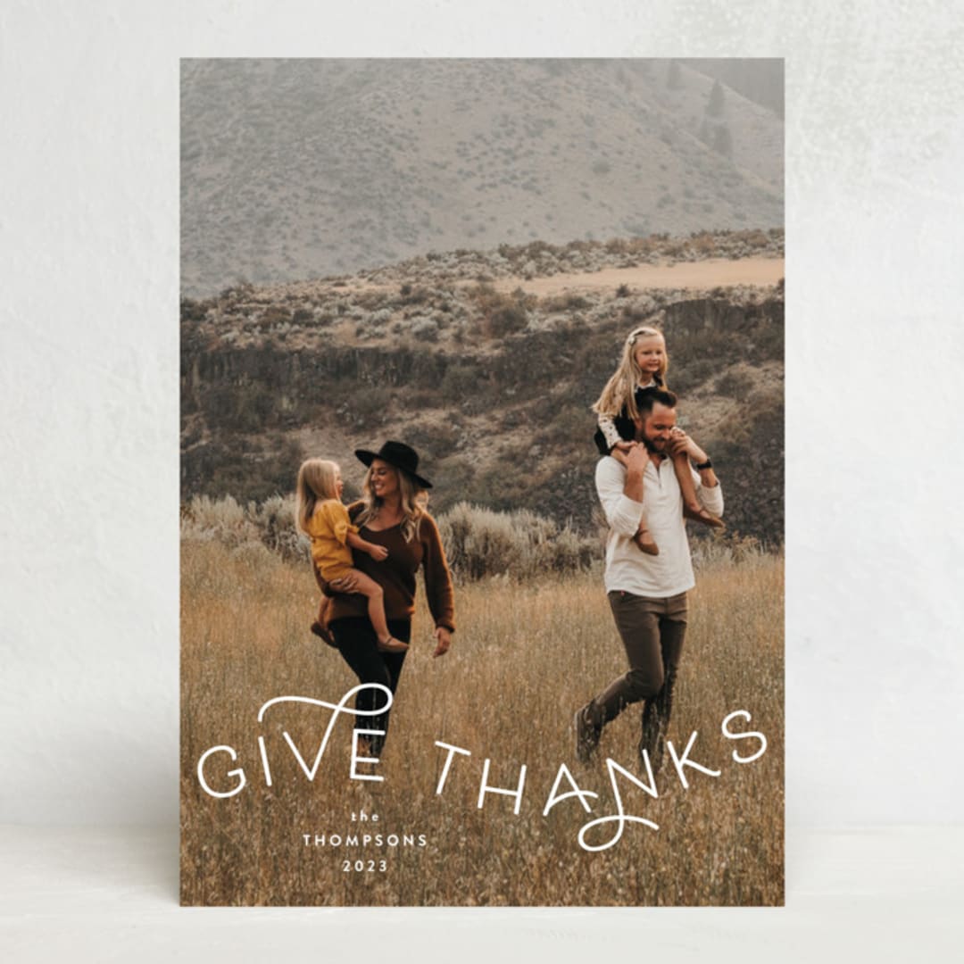 "Give Thanks Modern" - Thanksgiving Cards in Powder by Kristel - Front