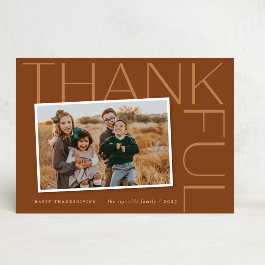 "Thankful Sentiment" - Thanksgiving Cards in Nutmeg by Sandra Picco Design - Front