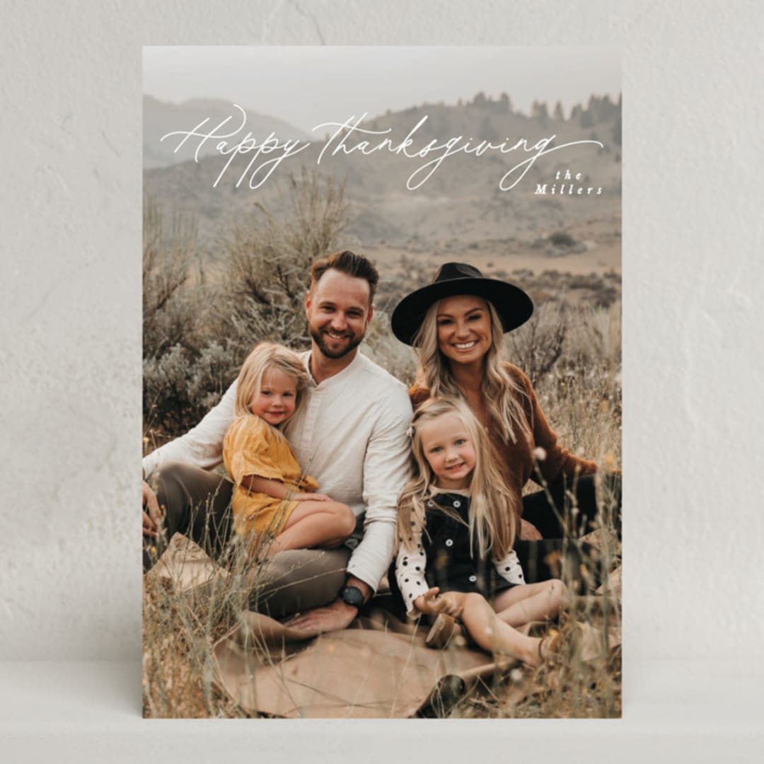 "Simple Script" - Thanksgiving Cards in Whipped Cream by Owl and Toad - Front