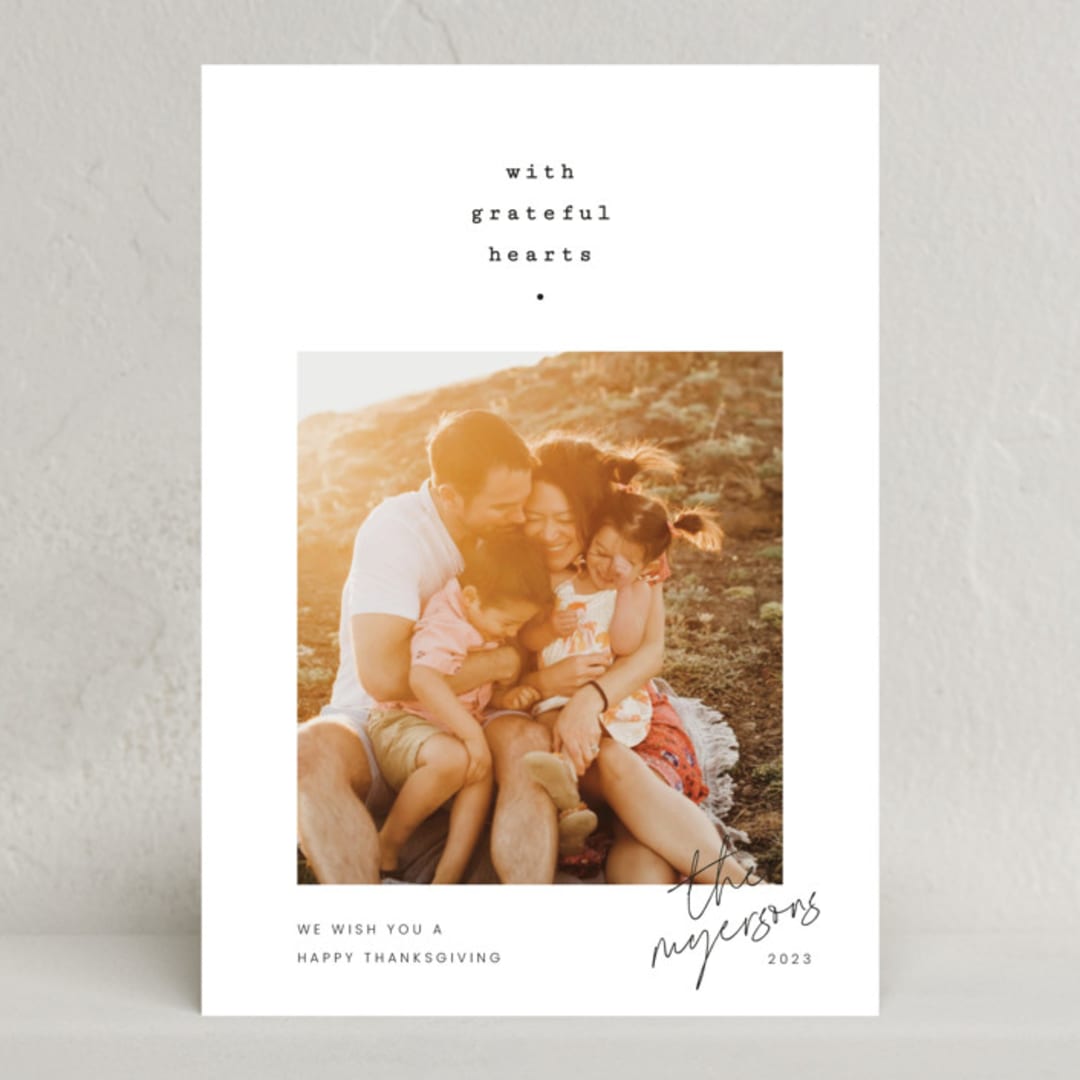 "Grateful Hearts" - Thanksgiving Cards in Ink by Blustery August - Front