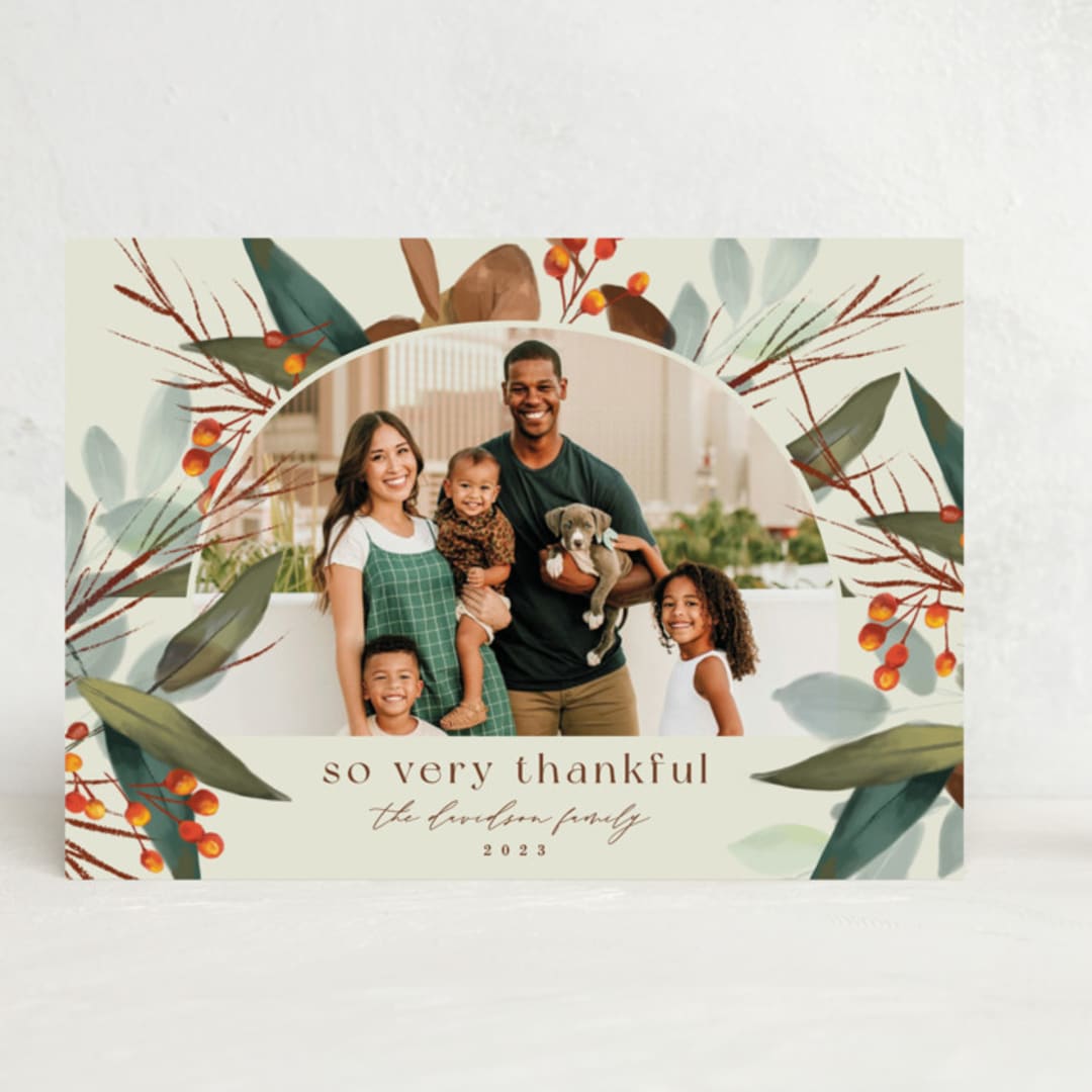 "Autumn Botanical Frame" - Thanksgiving Cards in Toasted Almond by Keen Peachy - Front