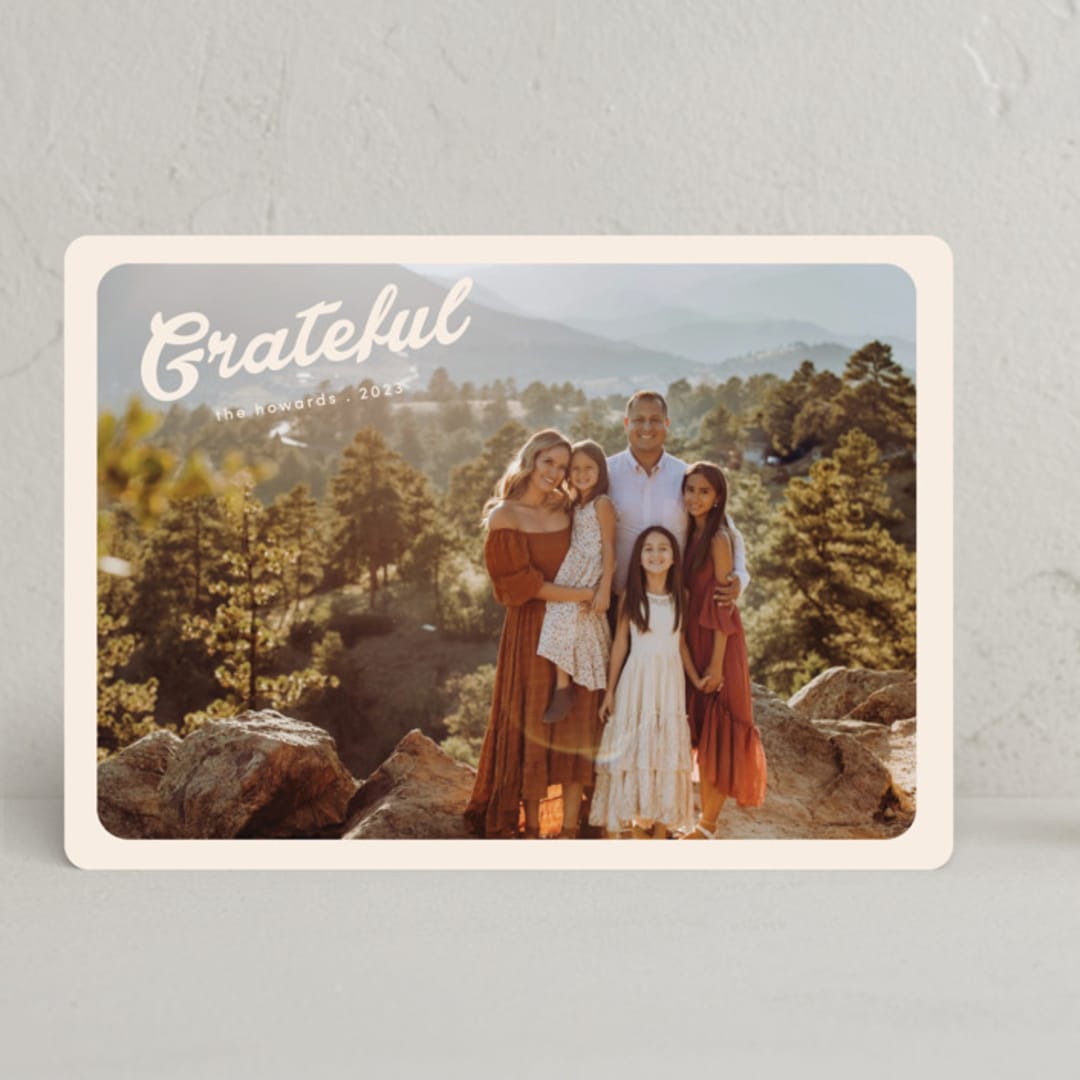 "Vintage Postcard" - Thanksgiving Cards in Buttercream by Morgan Kendall - Front