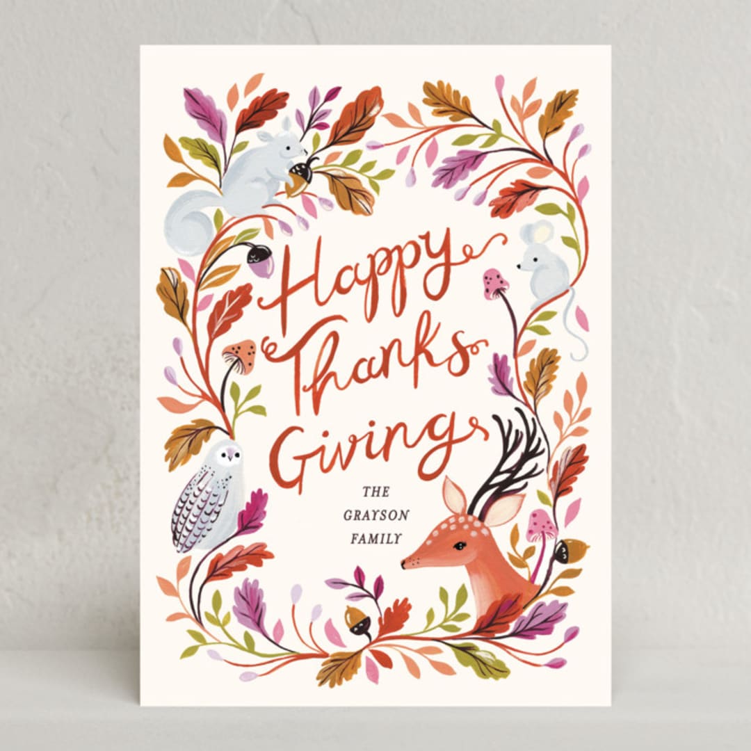 "Thankful forest" - Thanksgiving Cards in Fig by Sarah Knight - Front