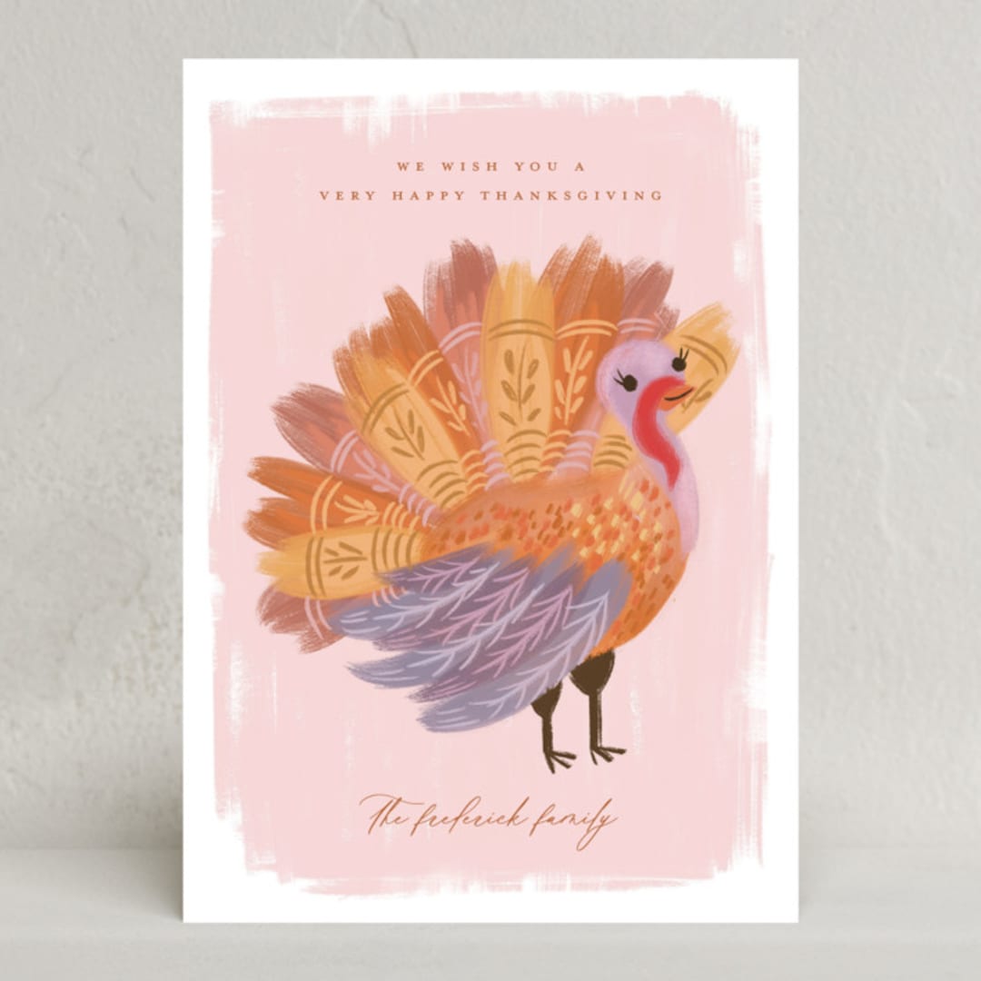 "Gobble Gobble Gobble" - Thanksgiving Cards in Flamingo by Jackie Crawford - Front