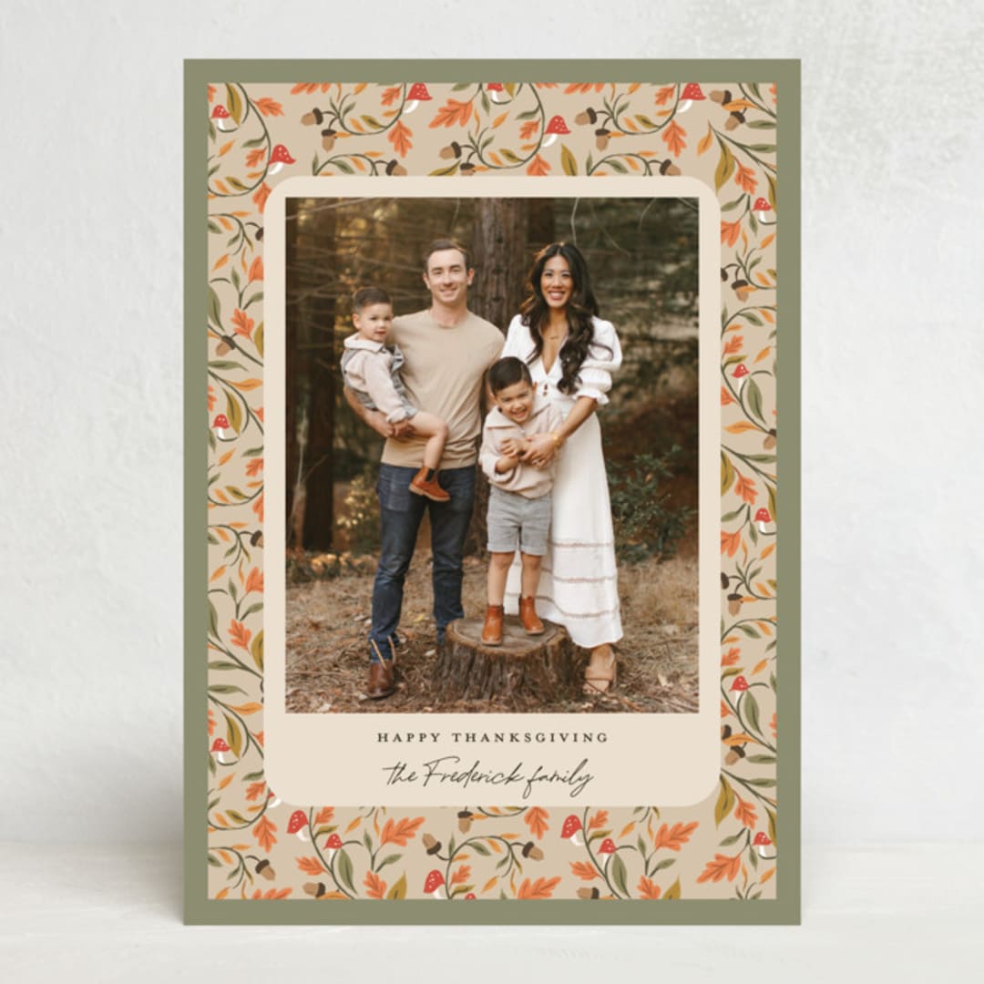 "Acorn Forest" - Thanksgiving Cards in Moss by Jackie Crawford - Front