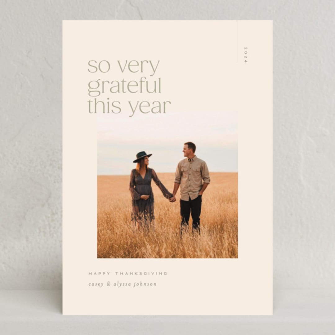 "Statement" - Thanksgiving Cards in Cream by Ellen Schlegelmilch - Front