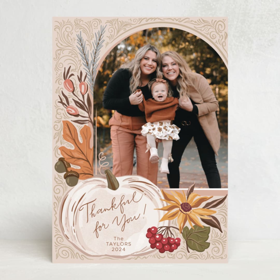 "Thanksgiving Pumpkin and gold" - Thanksgiving Cards in Buttercream by Hanna Symonovych - Front