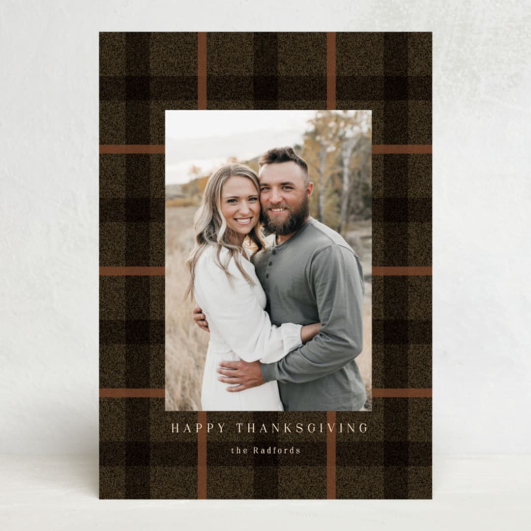 "Fall Plaid" - Thanksgiving Cards in Cocoa by Baumbirdy - Front
