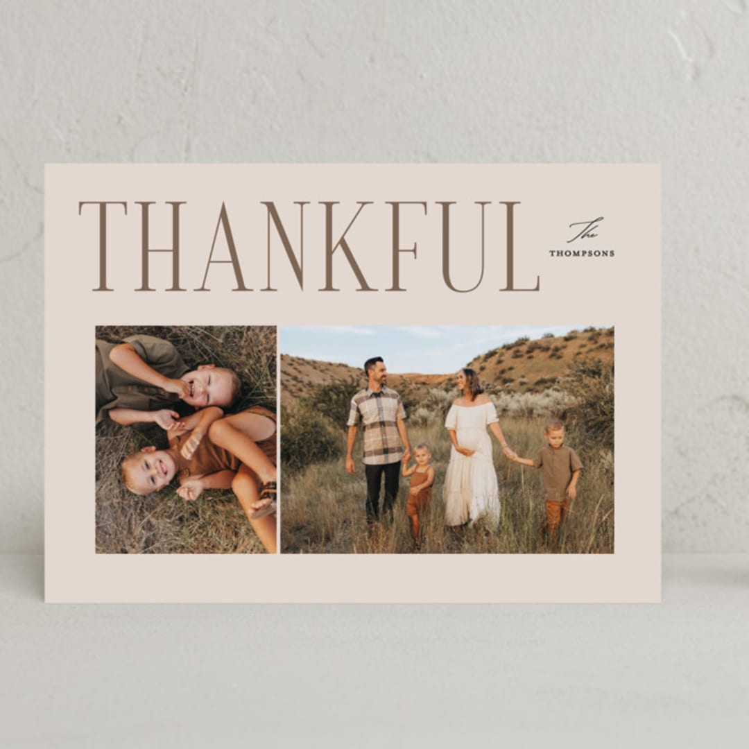 "Thankful Duet" - Thanksgiving Cards in Almond by Pixel and Hank - Front