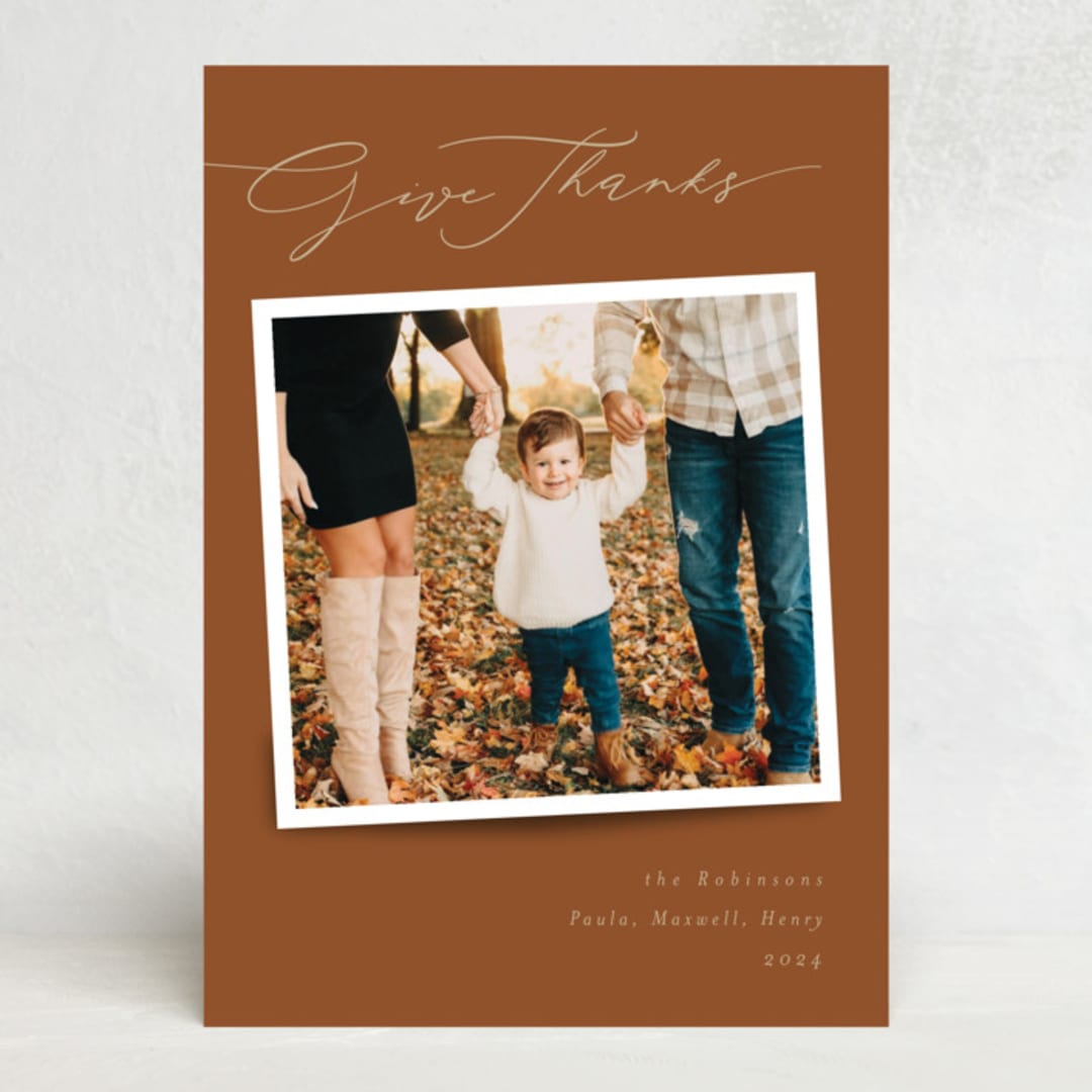 "give thanks script" - Thanksgiving Cards in Nutmeg by Kate Ross - Front