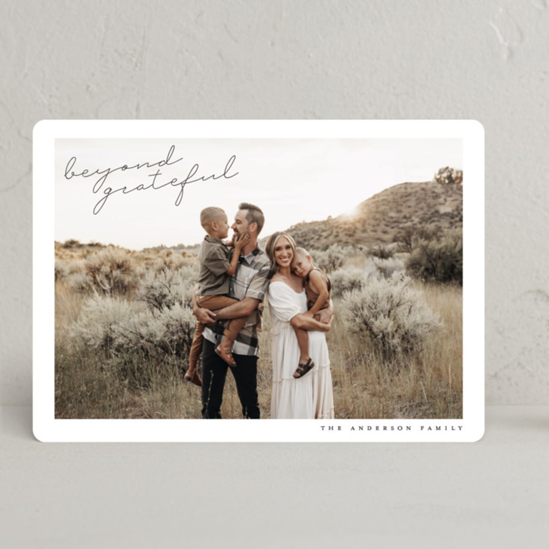 "Beyond Grateful" - Thanksgiving Cards in Sand by Maja Cunningham - Front