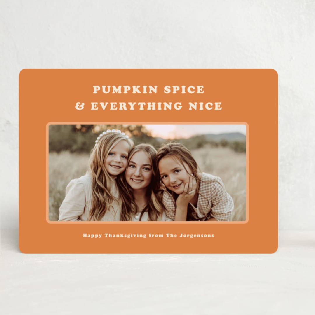 "Pumpkin Spice" - Thanksgiving Cards in Pumpkin by Inkblot Design - Front