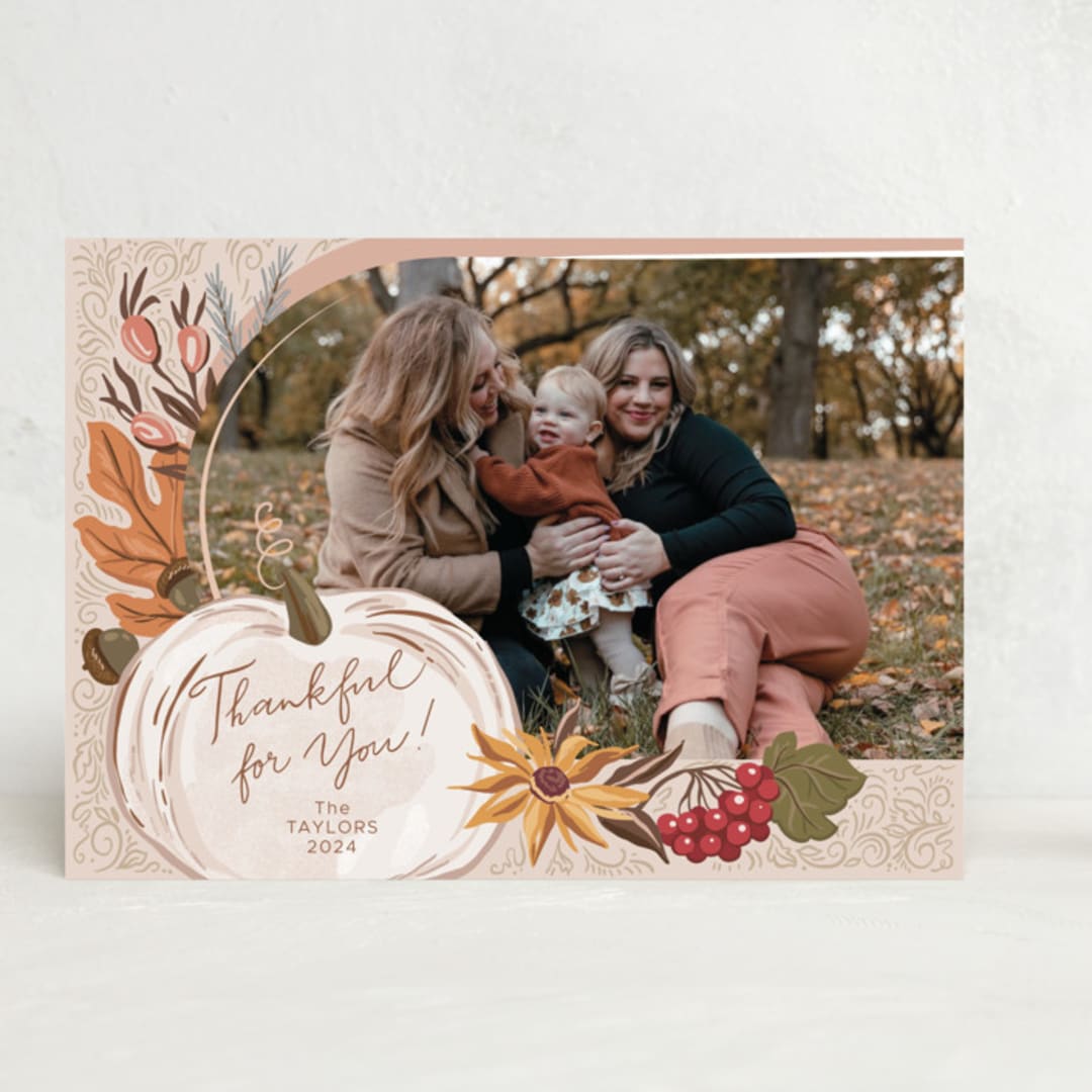 "Thanksgiving Pumpkin and gold" - Thanksgiving Cards in Buttercream by Hanna Symonovych - Front
