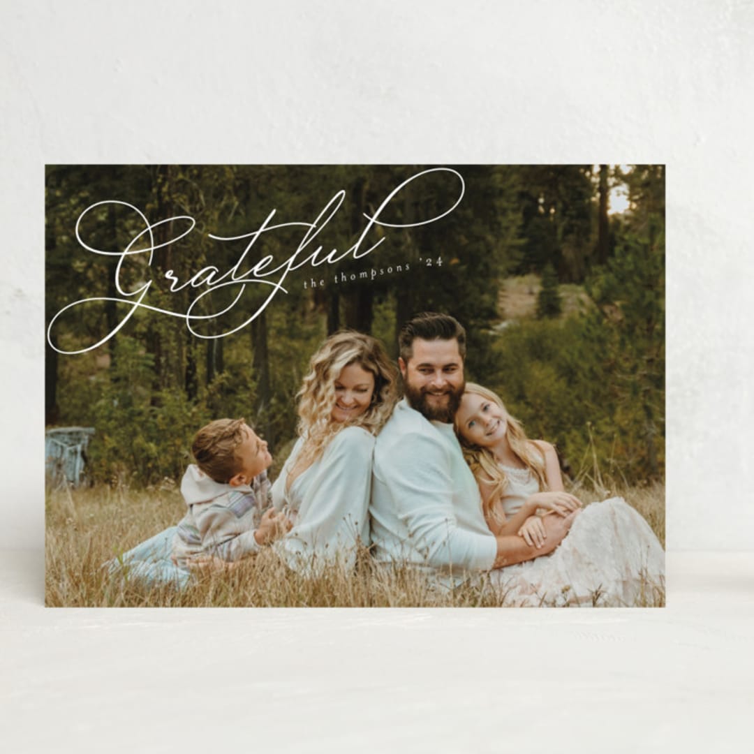"Simple Script" - Thanksgiving Cards in Cotton by Morgan Kendall - Front