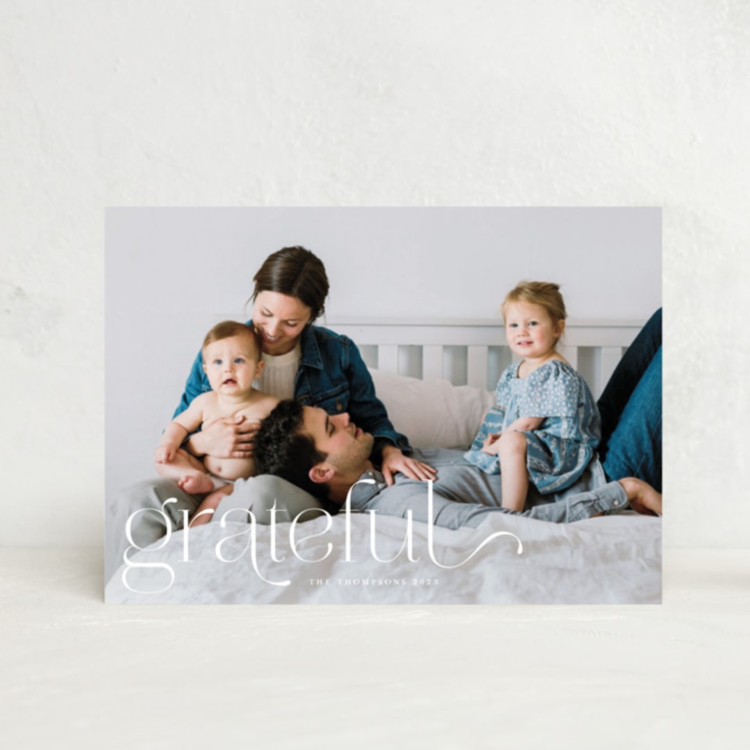 "We Are Grateful" - Thanksgiving Cards in Pearl by Kristel - Front