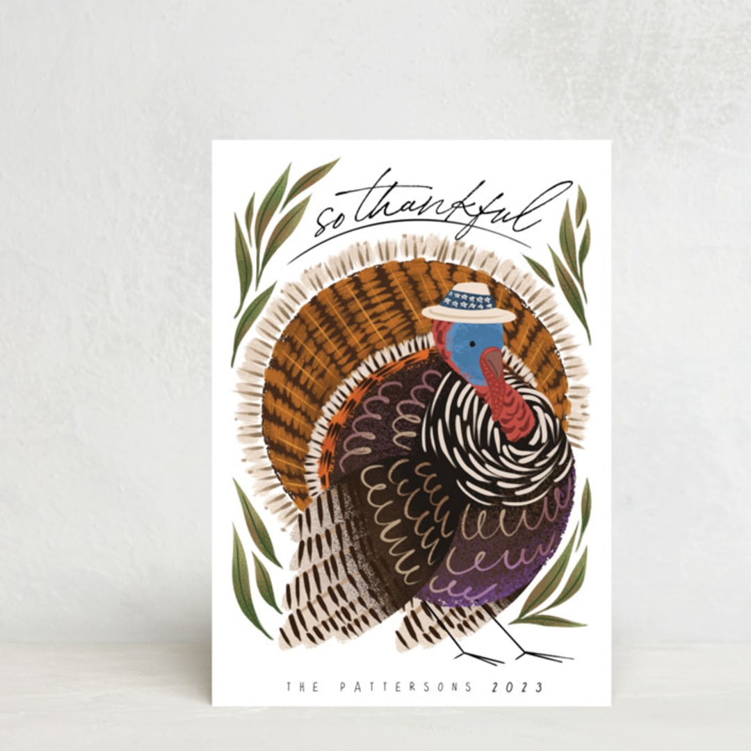 "Thankful Turkey" - Thanksgiving Cards in Grass by Grae - Front