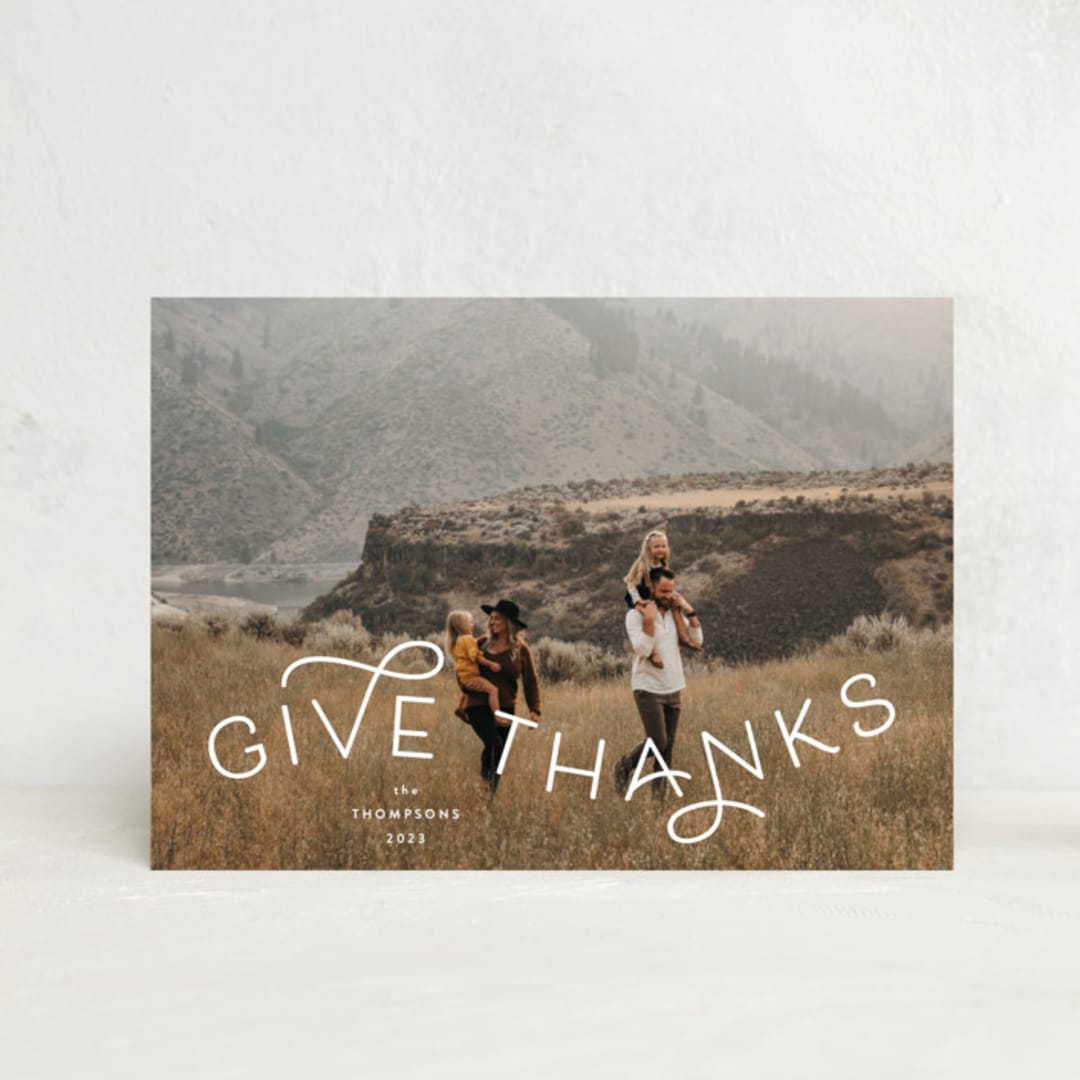 "Give Thanks Modern" - Thanksgiving Cards in Powder by Kristel - Front
