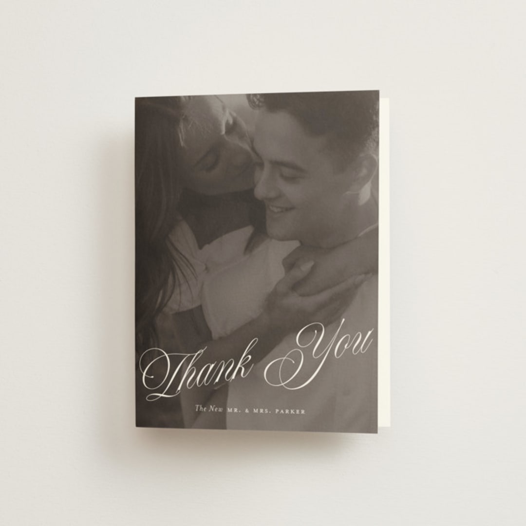 "Vintage Romance" - Wedding Thank You Cards in Ivory by Paper Raven Co. - Front