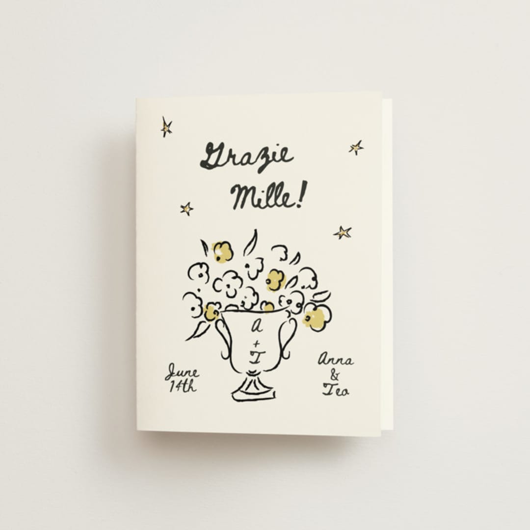 "Amore Mio" - Wedding Thank You Cards in Nero by Helena Vitto - Front
