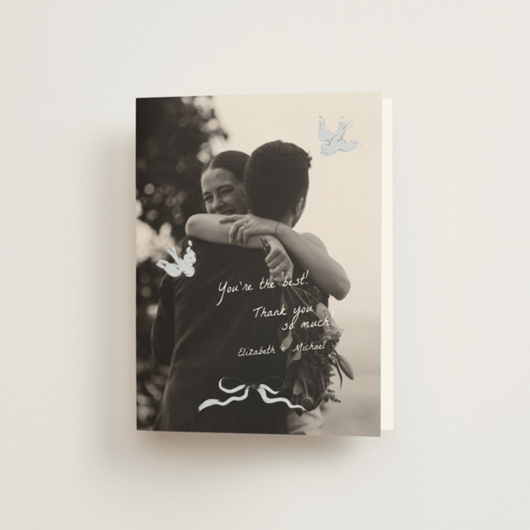 "Birds of Paradise" - Wedding Thank You Cards in Cloud by Helena Vitto - Front