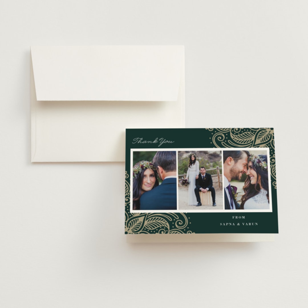 "Engraved Paisley" - Wedding Thank You Cards in Cardamom by Oma N. Ramkhelawan - Front