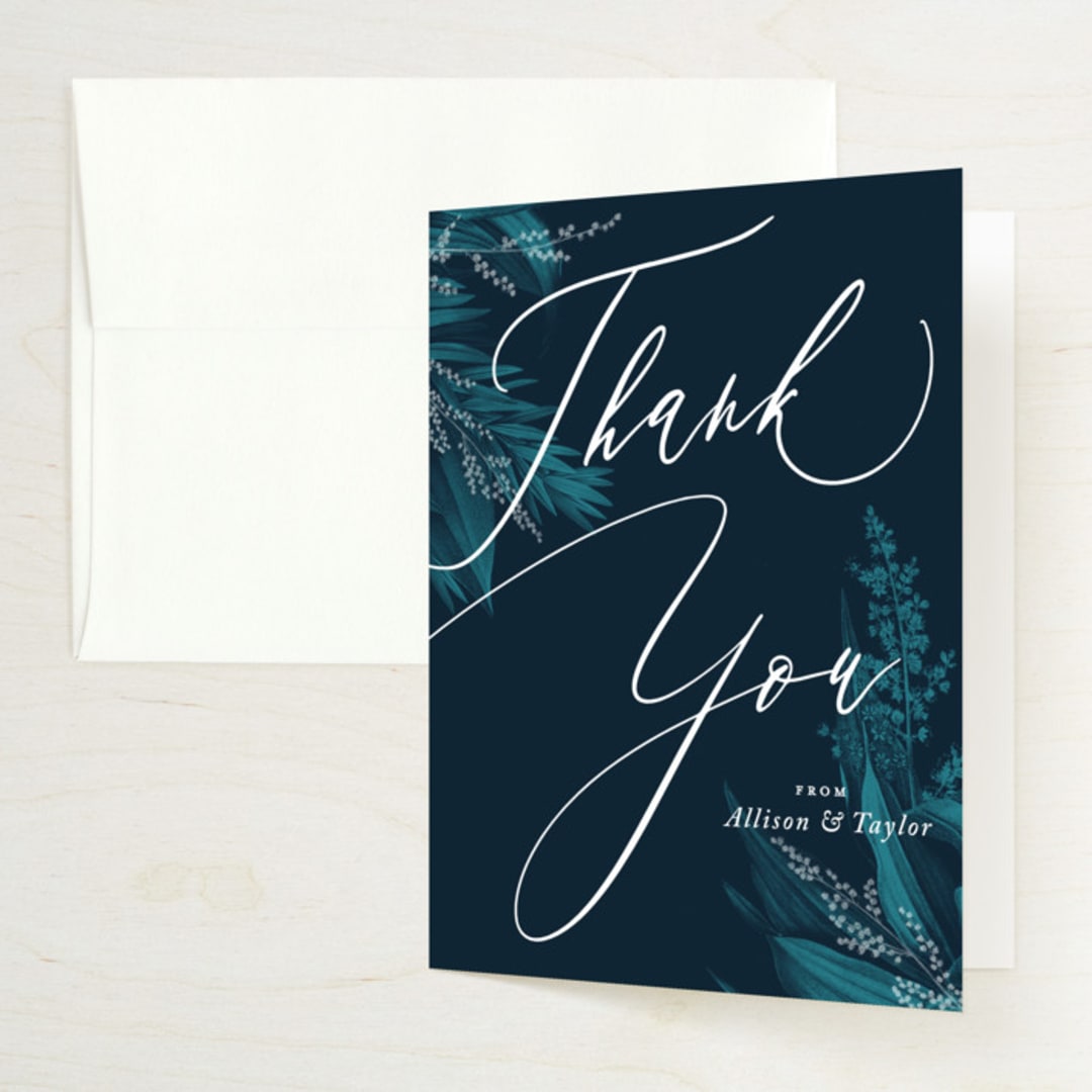 "Moonlit Garden" - Wedding Thank You Cards in Twilight by GeekInk Design - Front