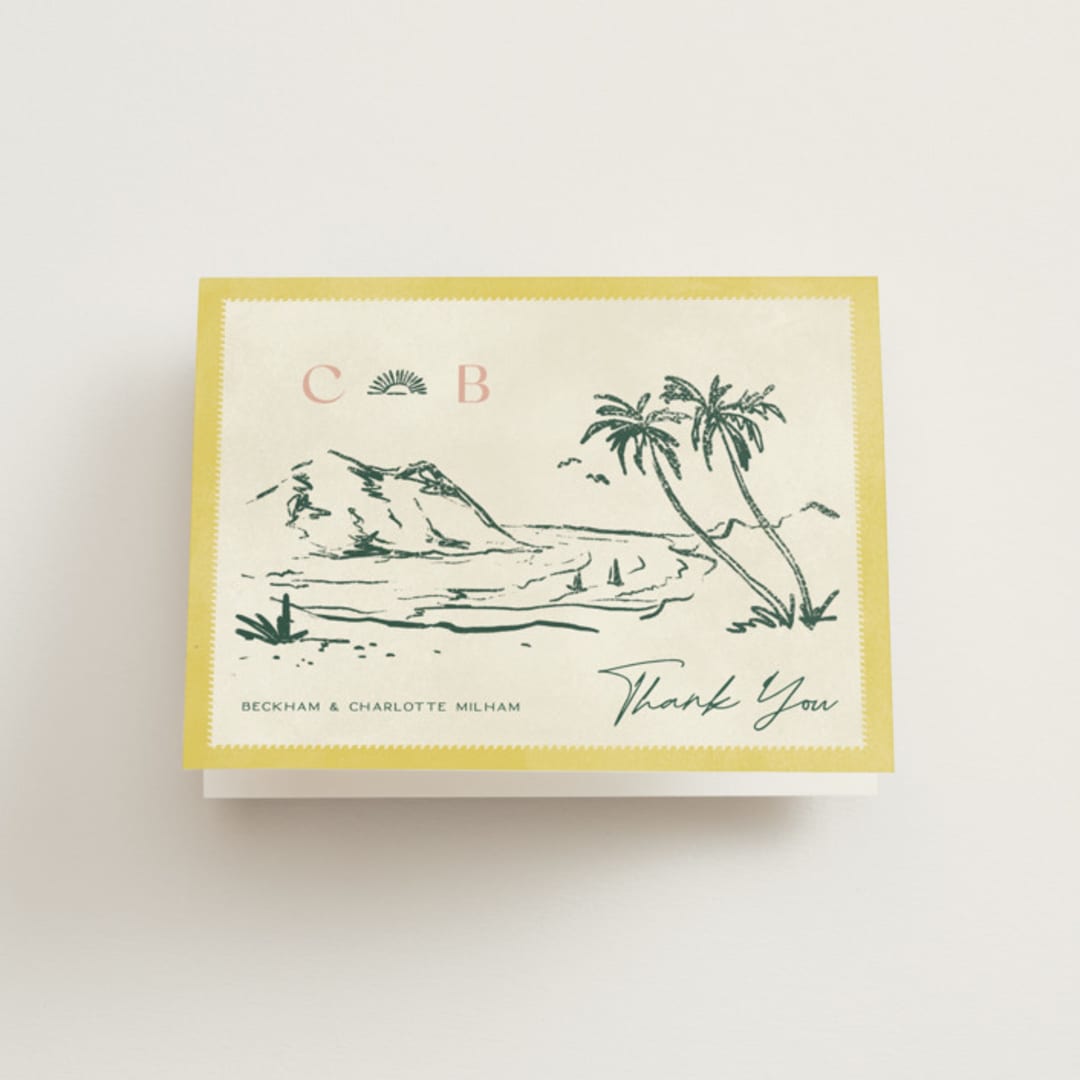 "Coastal Drift" - Wedding Thank You Cards in Caribbean Citrus by Pixel and Hank - Front