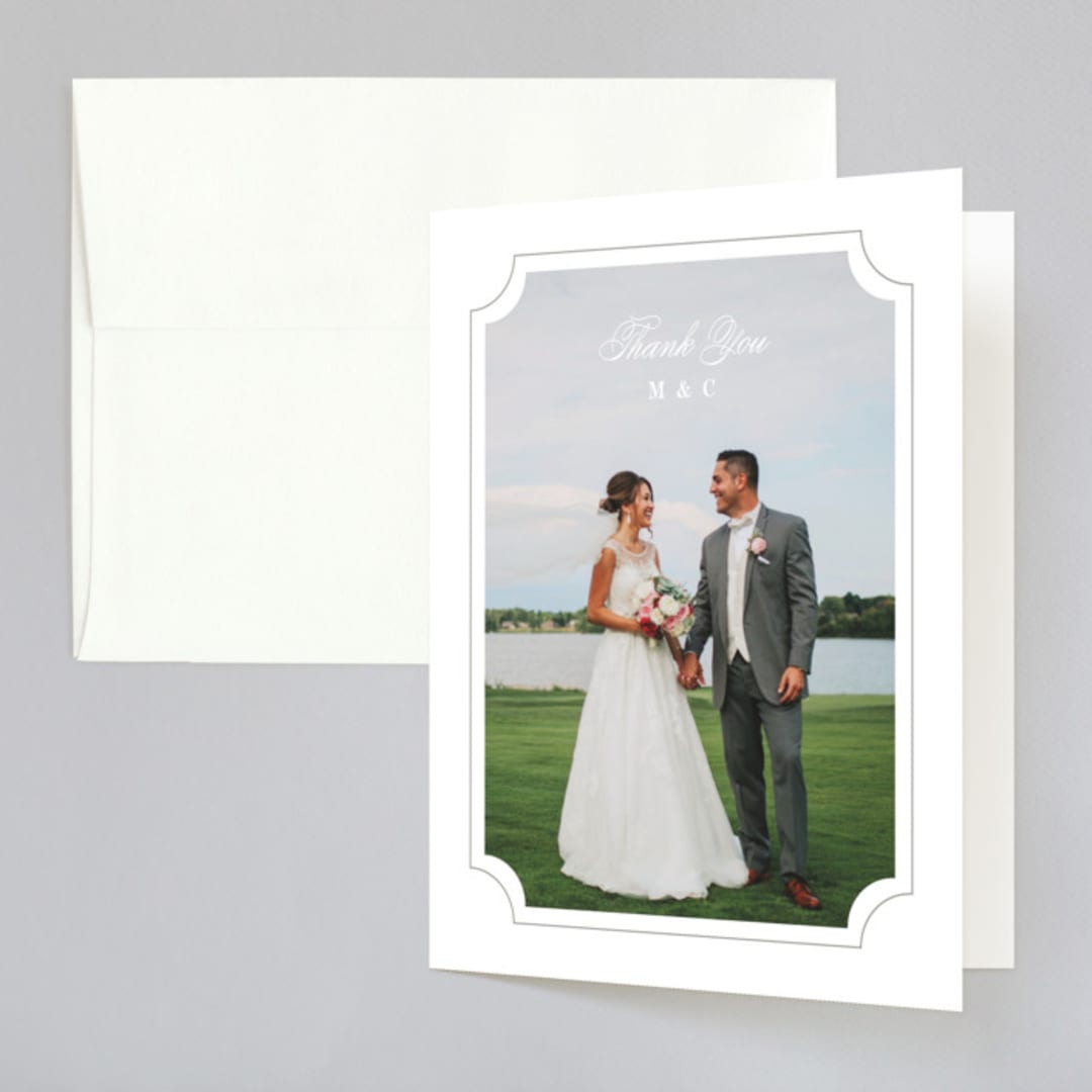 "Framed Details" - Wedding Thank You Cards in Pebble by Kimberly FitzSimons - Front