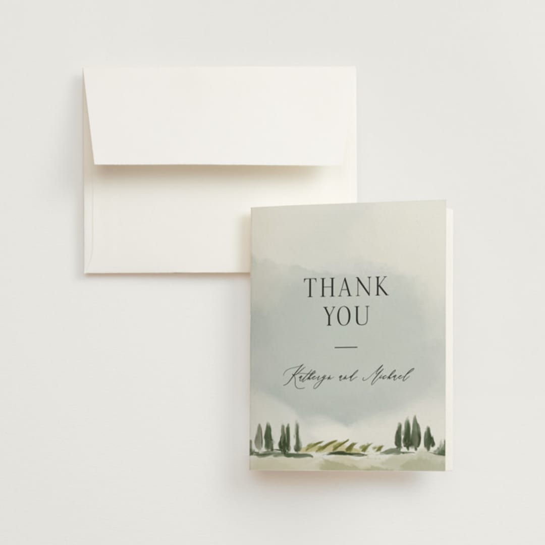 "Estate" - Wedding Thank You Cards in Sky by Rebecca Durflinger - Front