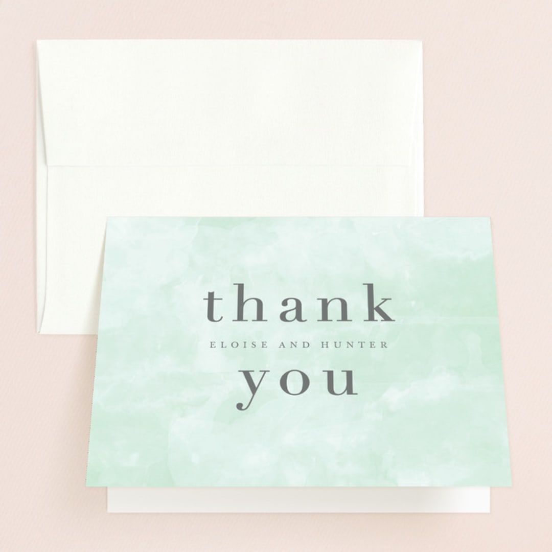 "Caliza" - Wedding Thank You Cards in Seafoam by Lauren Chism - Front