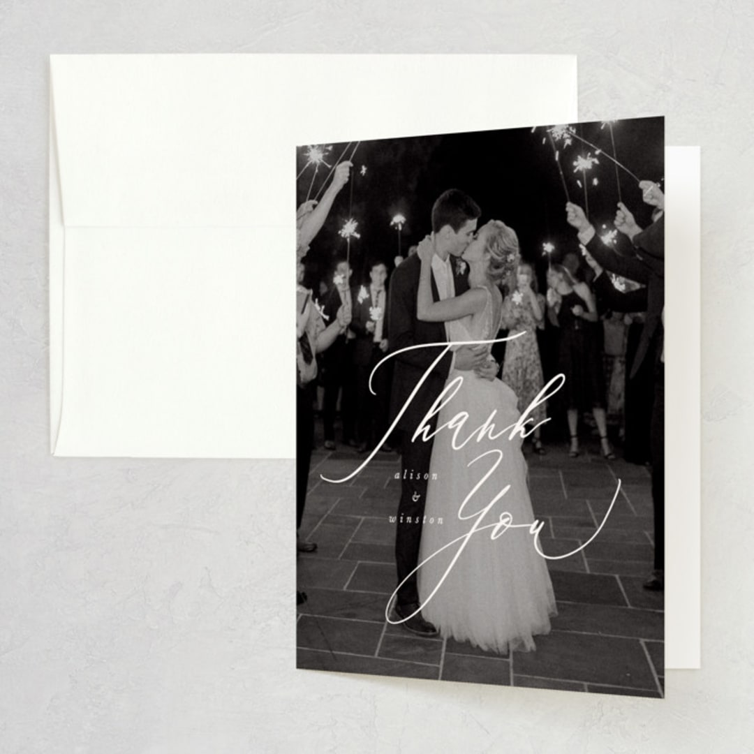 "Timeless" - Wedding Thank You Cards in Taupe by Leah Bisch - Front