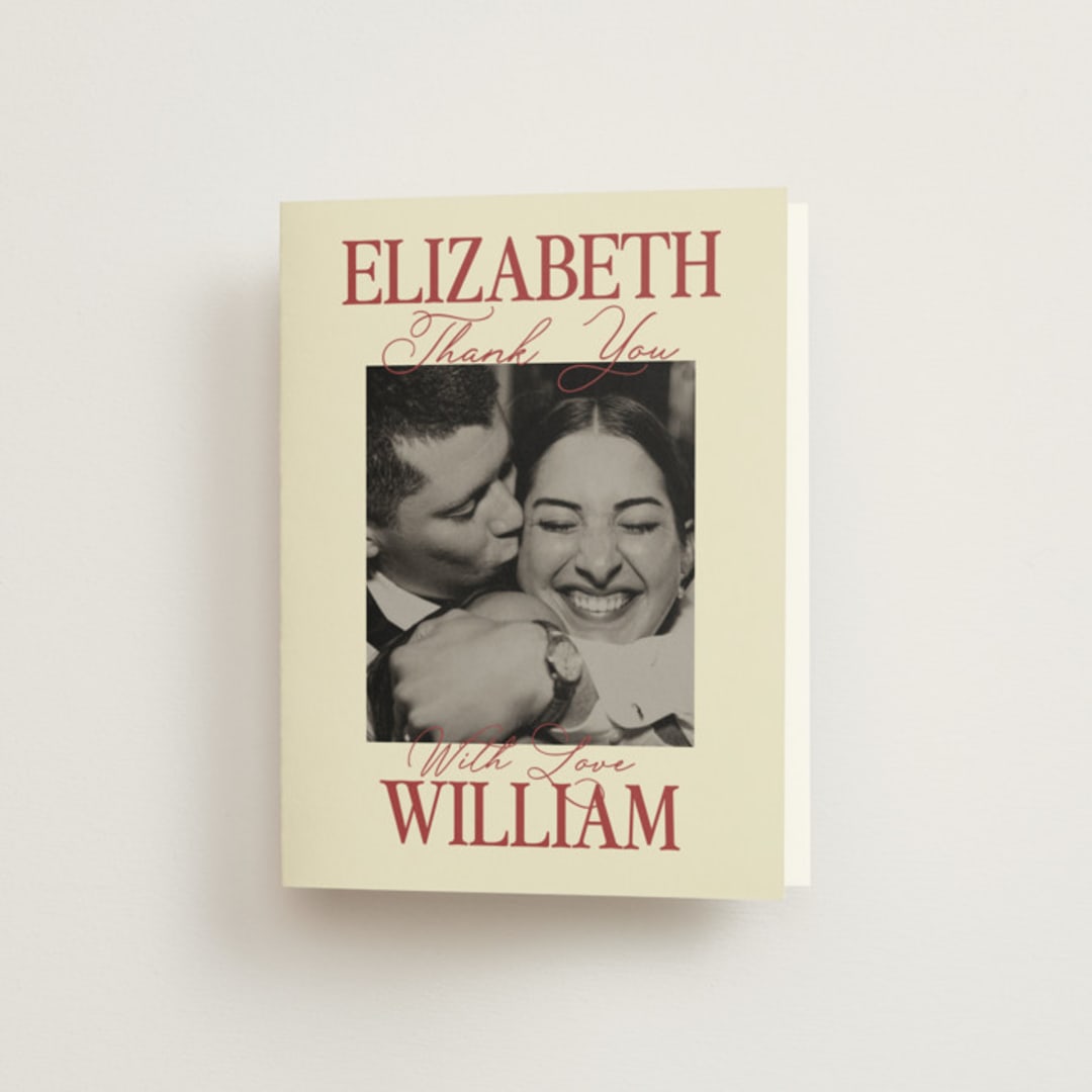 "Elizabeth" - Wedding Thank You Cards in Burgundy by Helena Vitto - Front