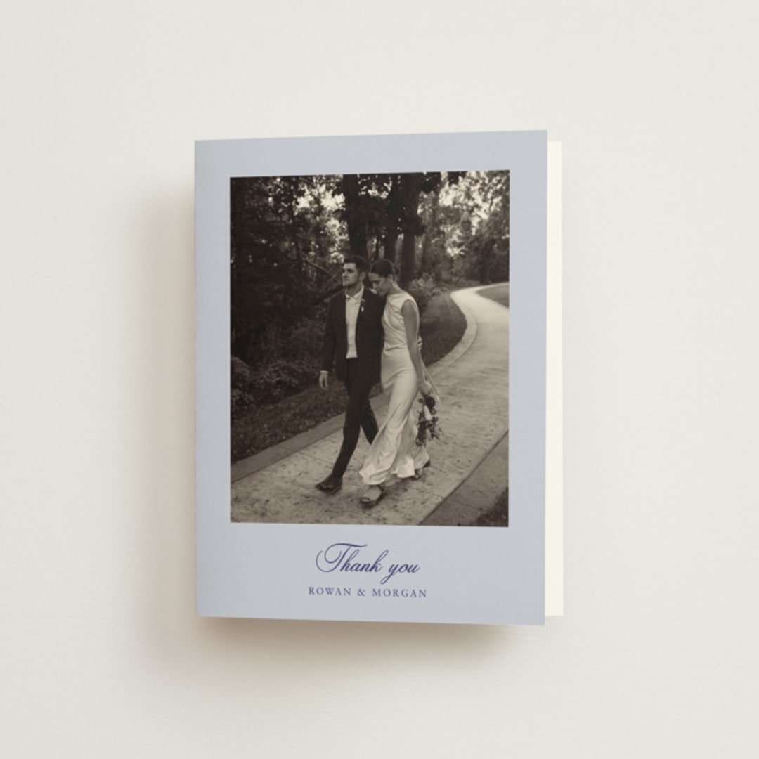 "Blooming Crest" - Wedding Thank You Cards in Plum by Cass Loh - Front