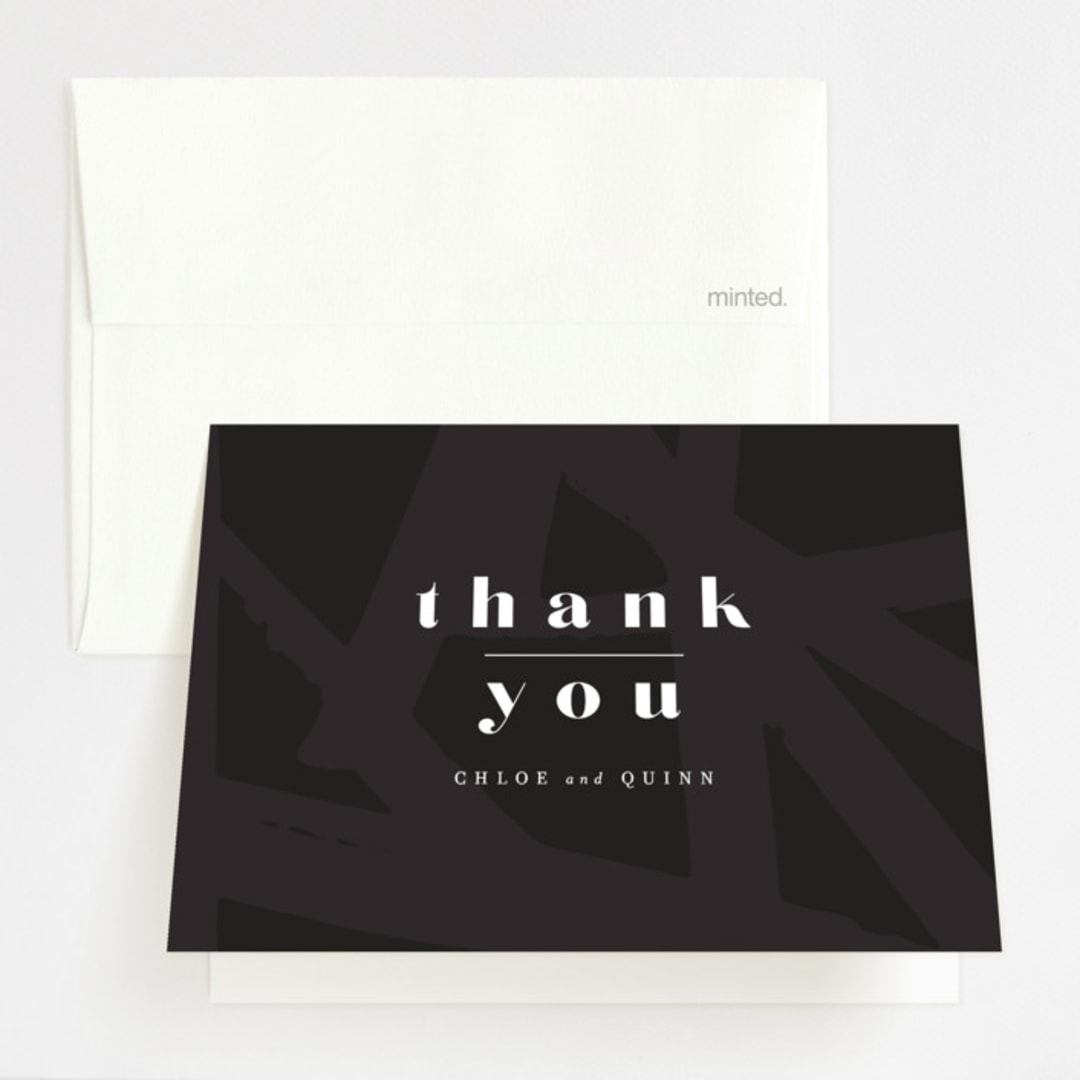 "Epithet" - Wedding Thank You Cards in Charcoal by Nazia Hyder - Front
