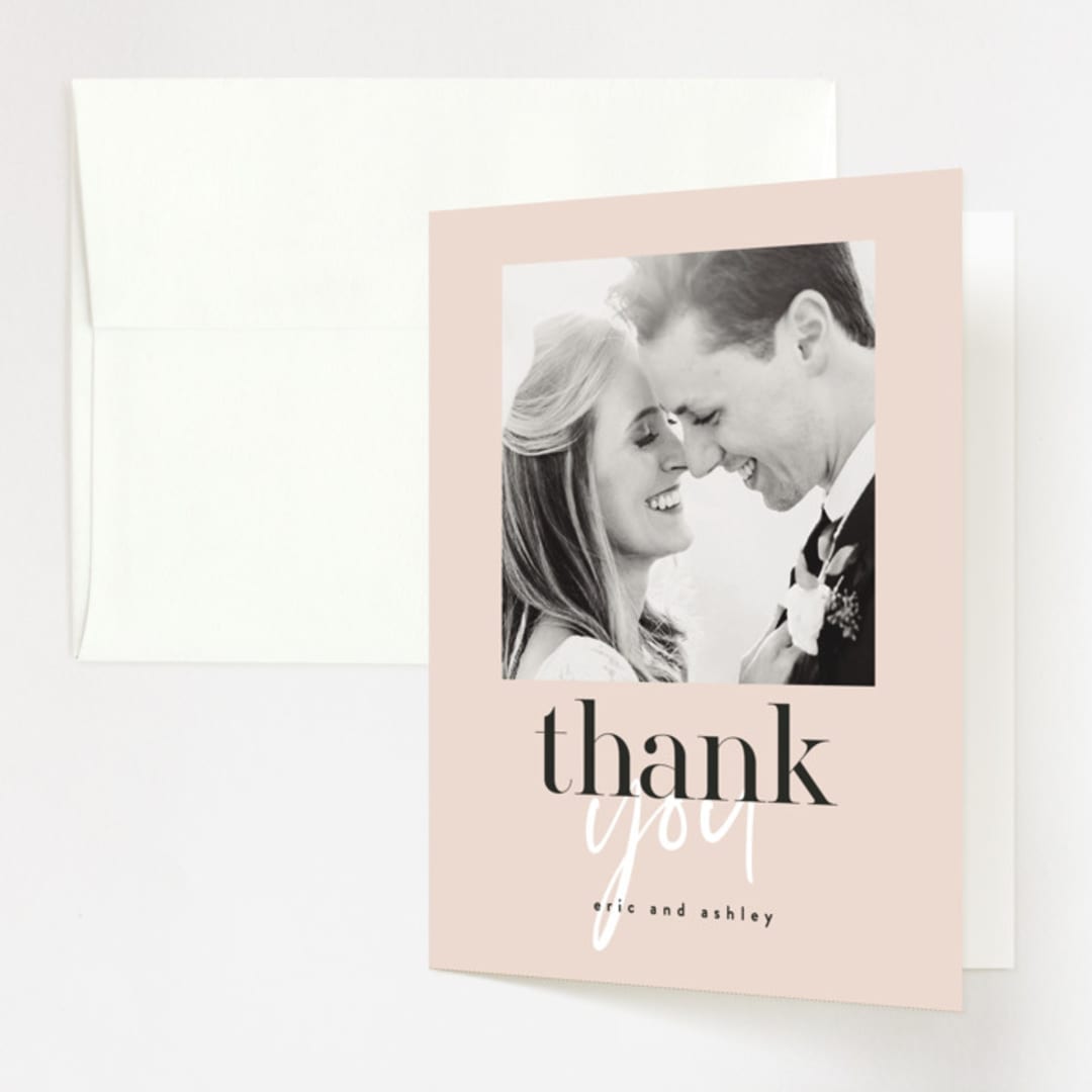 "Loved" - Wedding Thank You Cards in Champagne by Angela Garrick - Front