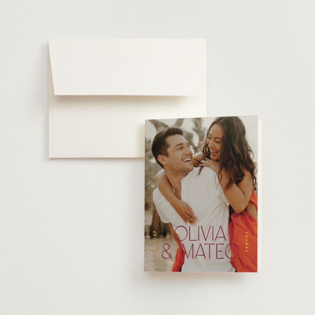 "Amor" - Wedding Thank You Cards in Caliente by Owl and Toad - Front