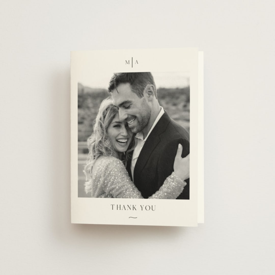 "Classic & Timeless" - Wedding Thank You Cards in Obsidian by Lucrecia Caporale - Front