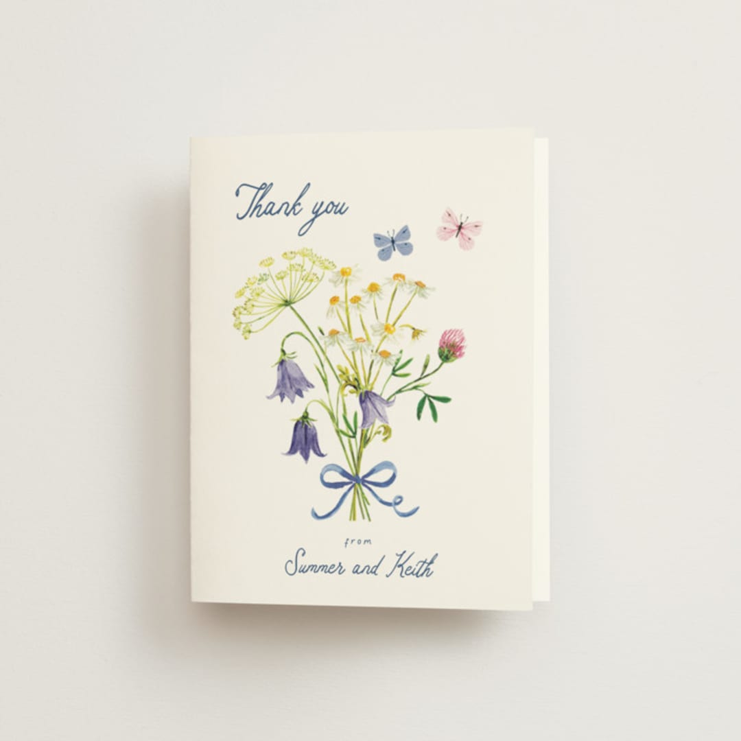 "Wildflower Romance" - Wedding Thank You Cards in Ivory by frau brandt - Front