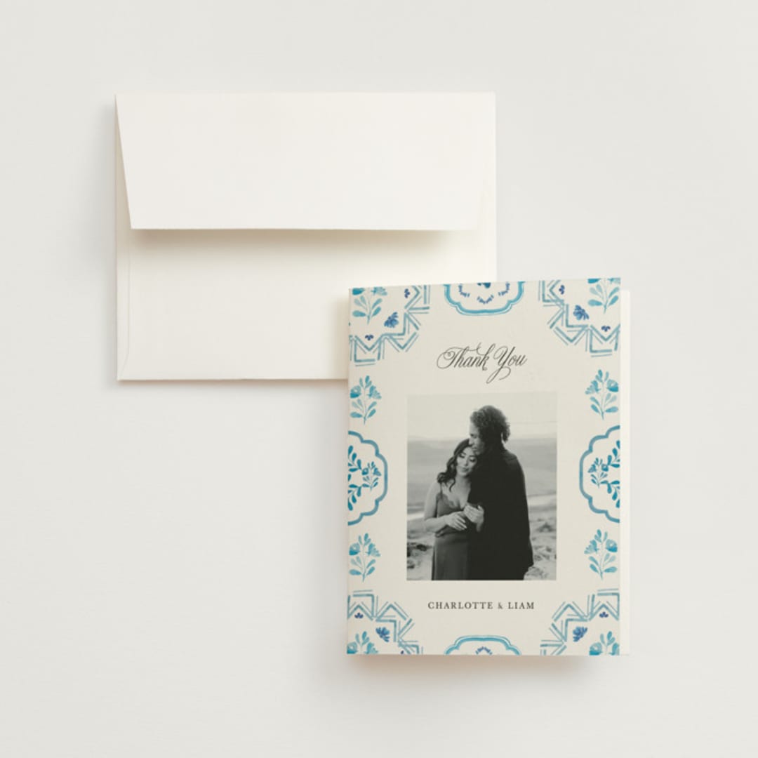 "Almafi" - Wedding Thank You Cards in Cerulean by Itsy Belle Studio - Front
