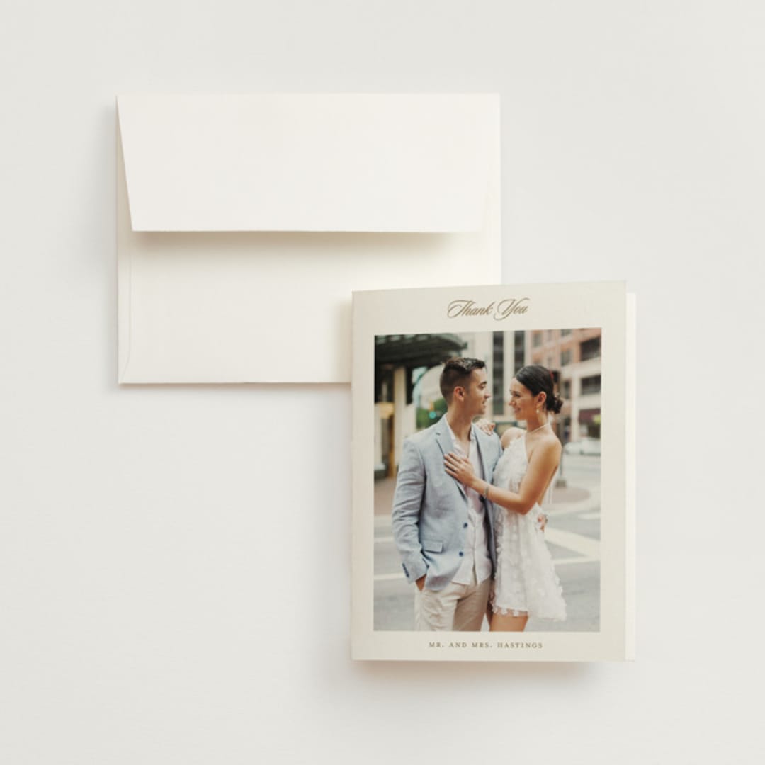 "Classic decorum" - Wedding Thank You Cards in Golden by Stacey Meacham - Front