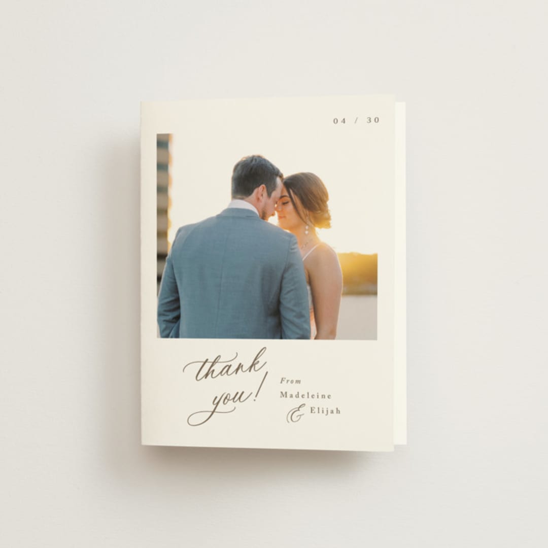 "Whimsy" - Wedding Thank You Cards in Latte by Cara Scott - Front
