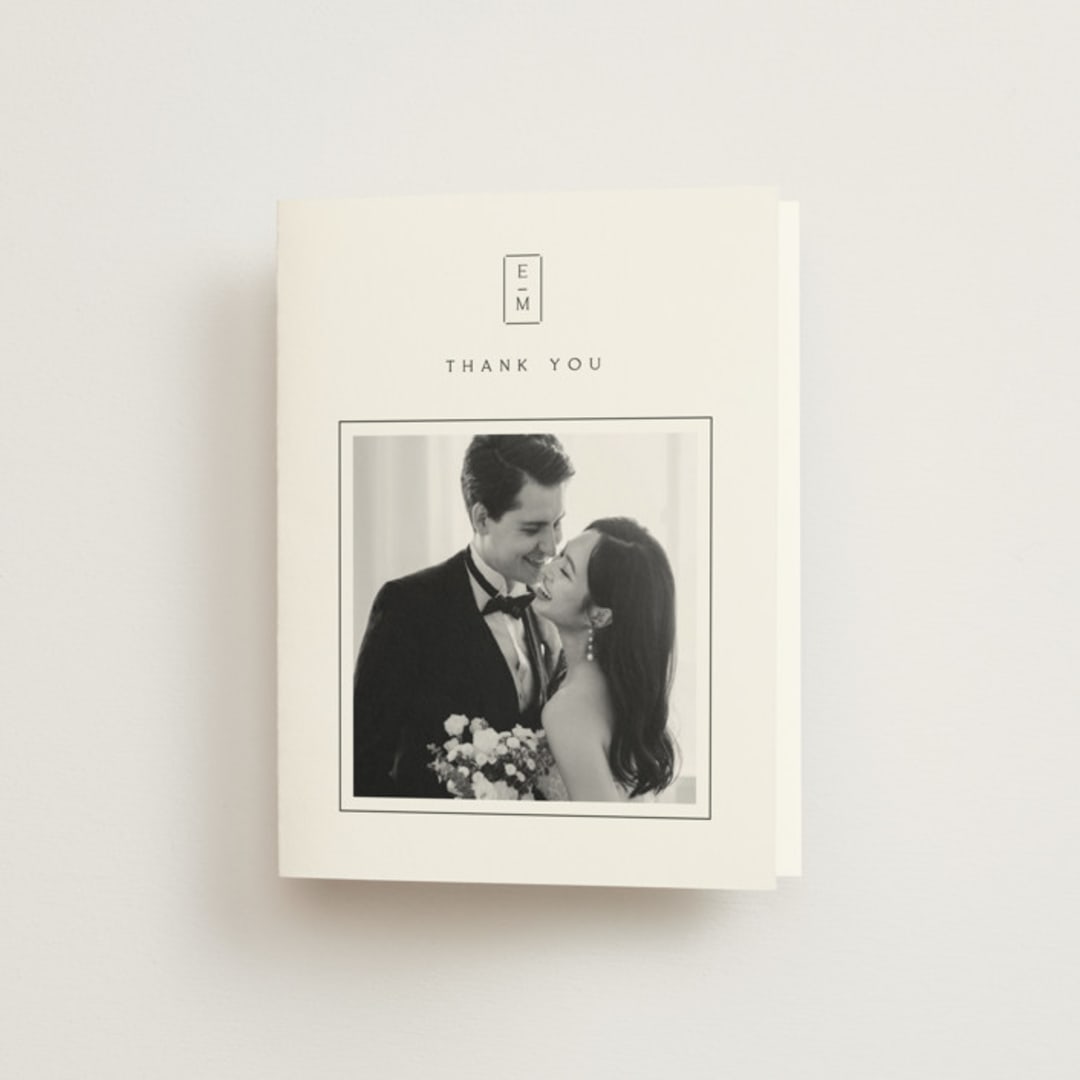 "Stripe Bevel" - Wedding Thank You Cards in Salt by Amy Kross - Front