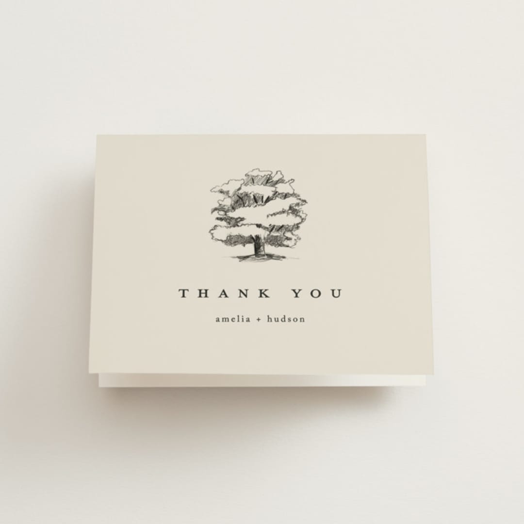 "White Oak" - Wedding Thank You Cards in Dove by Amy Kross - Front