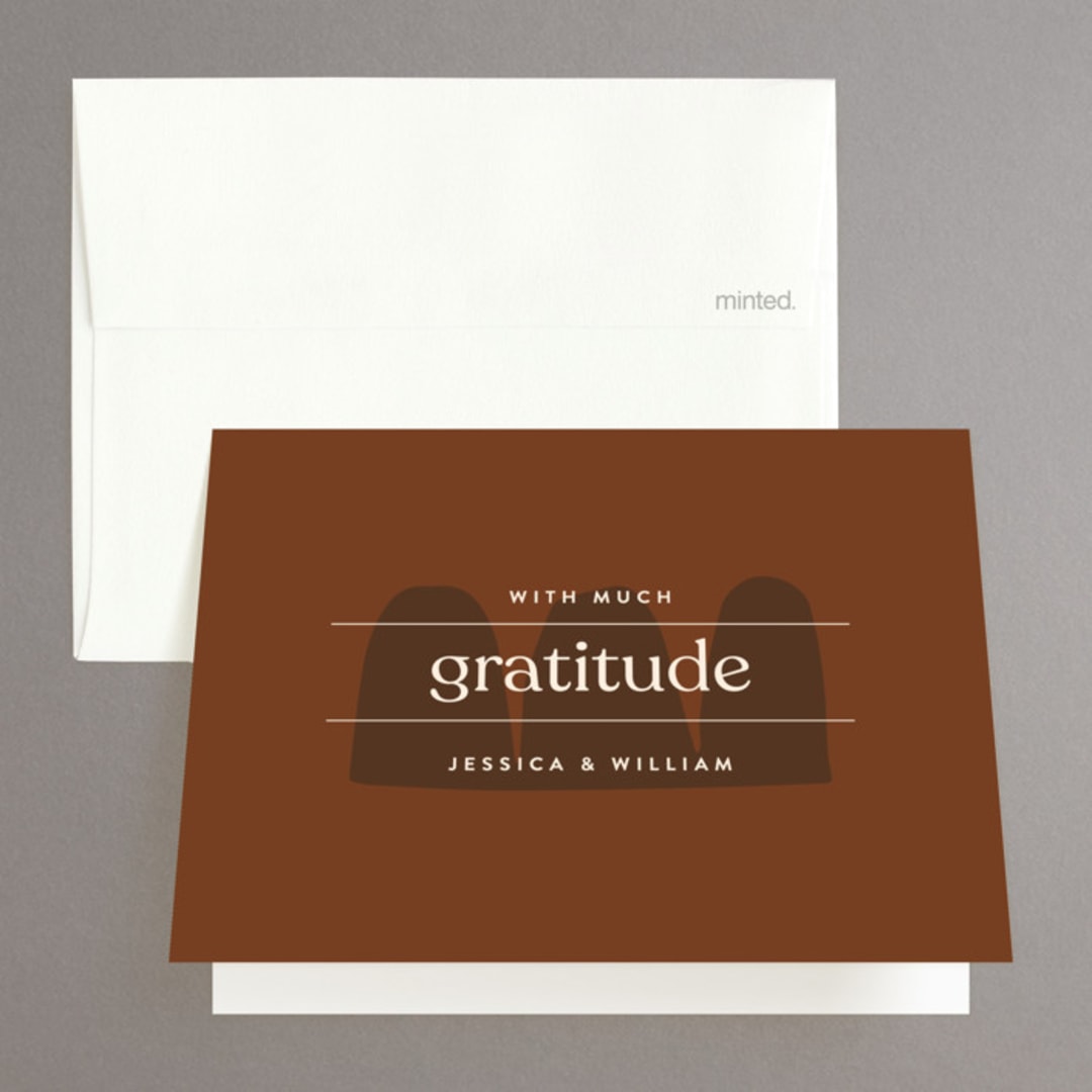 "Private Affair" - Wedding Thank You Cards in Cinnamon by Nazia Hyder - Front