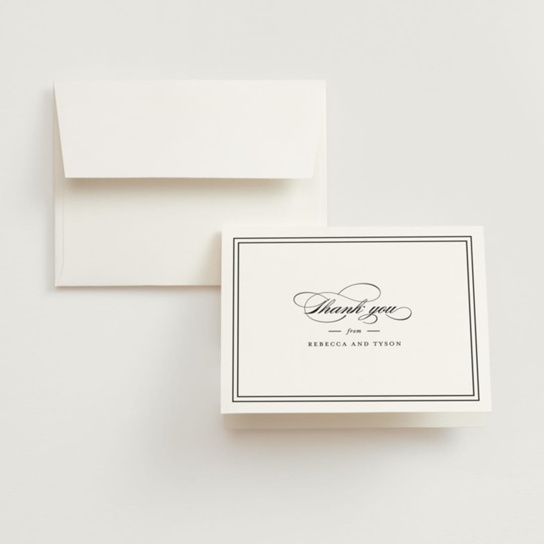 "Eloquence" - Wedding Thank You Cards in Vanilla by Kimberly FitzSimons - Front